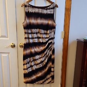 Anne Klein Brown and Black Tie-Dye Midi Dress